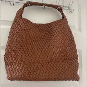 **NEW** Brown Vegan Leather Woven Tote